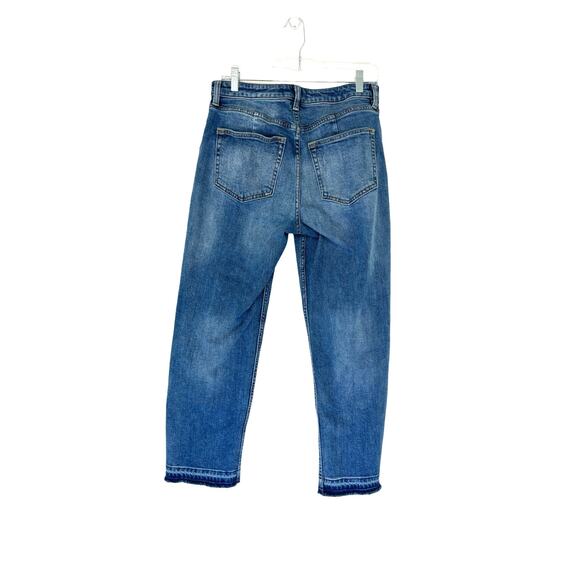 We the Free Jeans Curvy Button Fly Distressed Hem Straight Leg Denim Size 28 - Picture 7 of 11